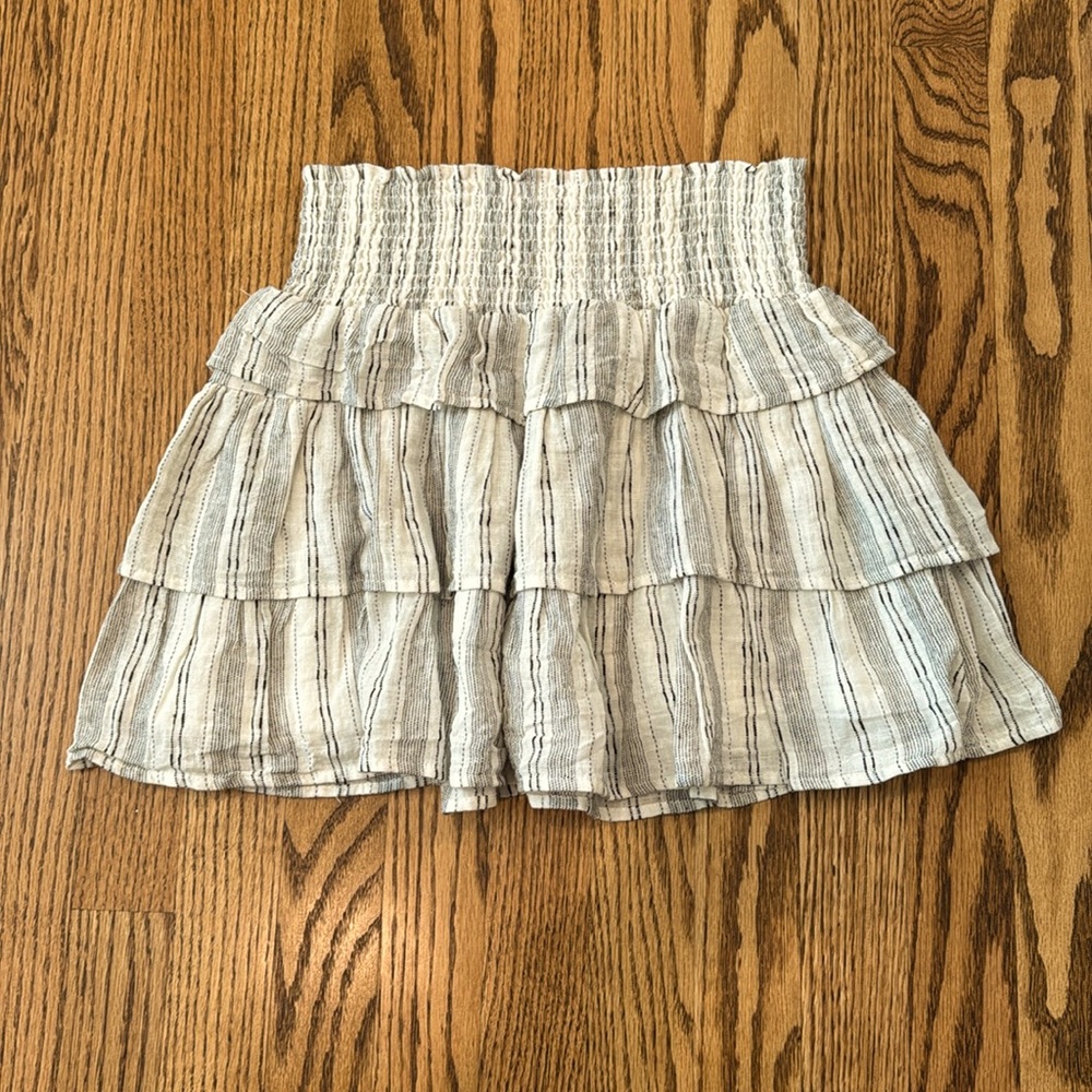 Chelsea & Violet Ivory and Black Striped Tiered Mini Skirt Girls Size L
